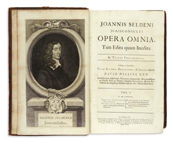 SELDEN, JOHN.  Opera Omnia.  3 vols.  1726.  Edward Gibbons set.